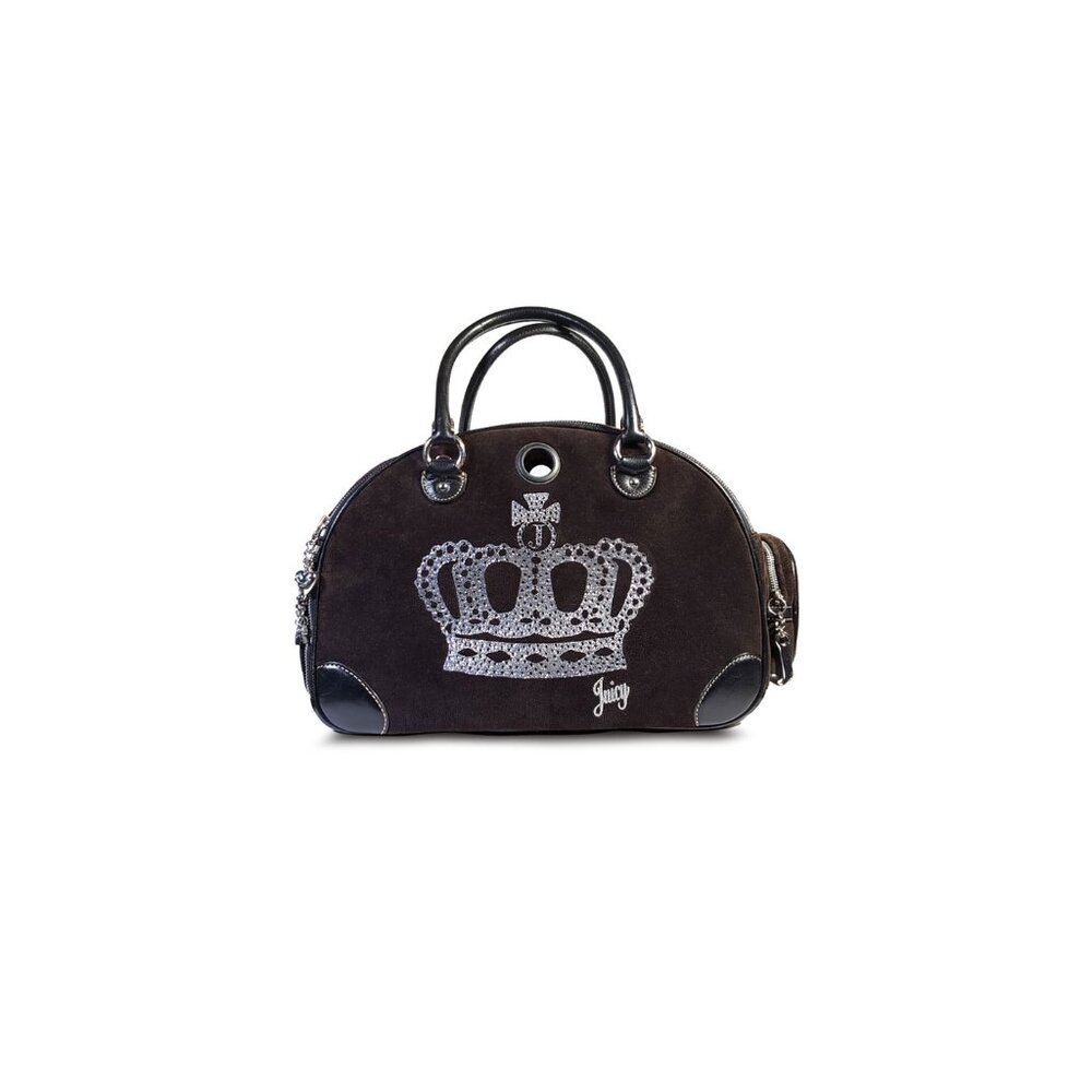 RARE Vintage Juicy Couture Dog Carrier Brown Velour Medium Size